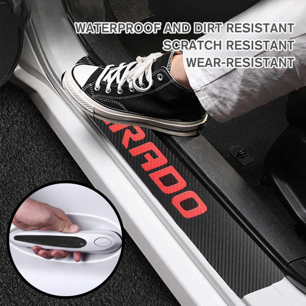 12Pcs Silverado 1500 2500HD 3500HD Carbon Fiber Door Sill Cover Protector Black Red Chevrolet