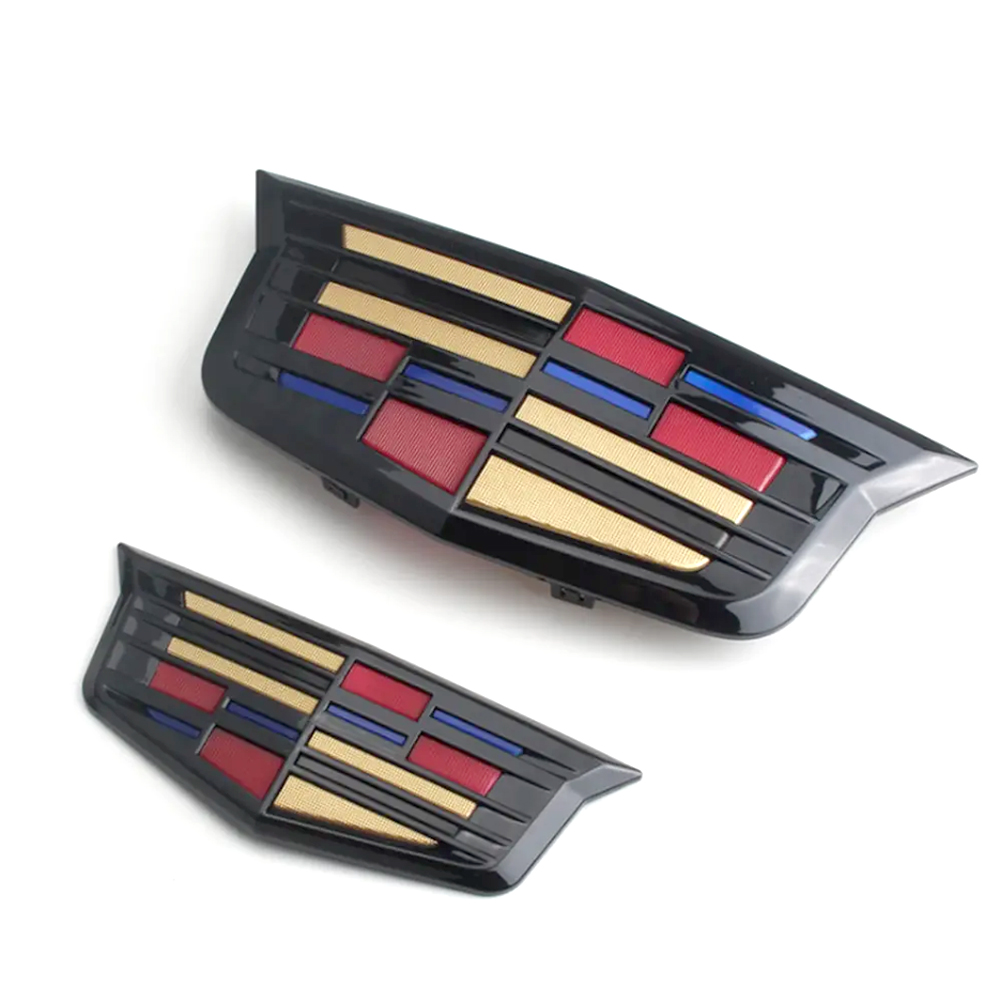 2PCS 2015-2017 XTS CT6 XT5 ATS Plastic Front Grille Rear Trunk Emblem Black Color Cadillac
