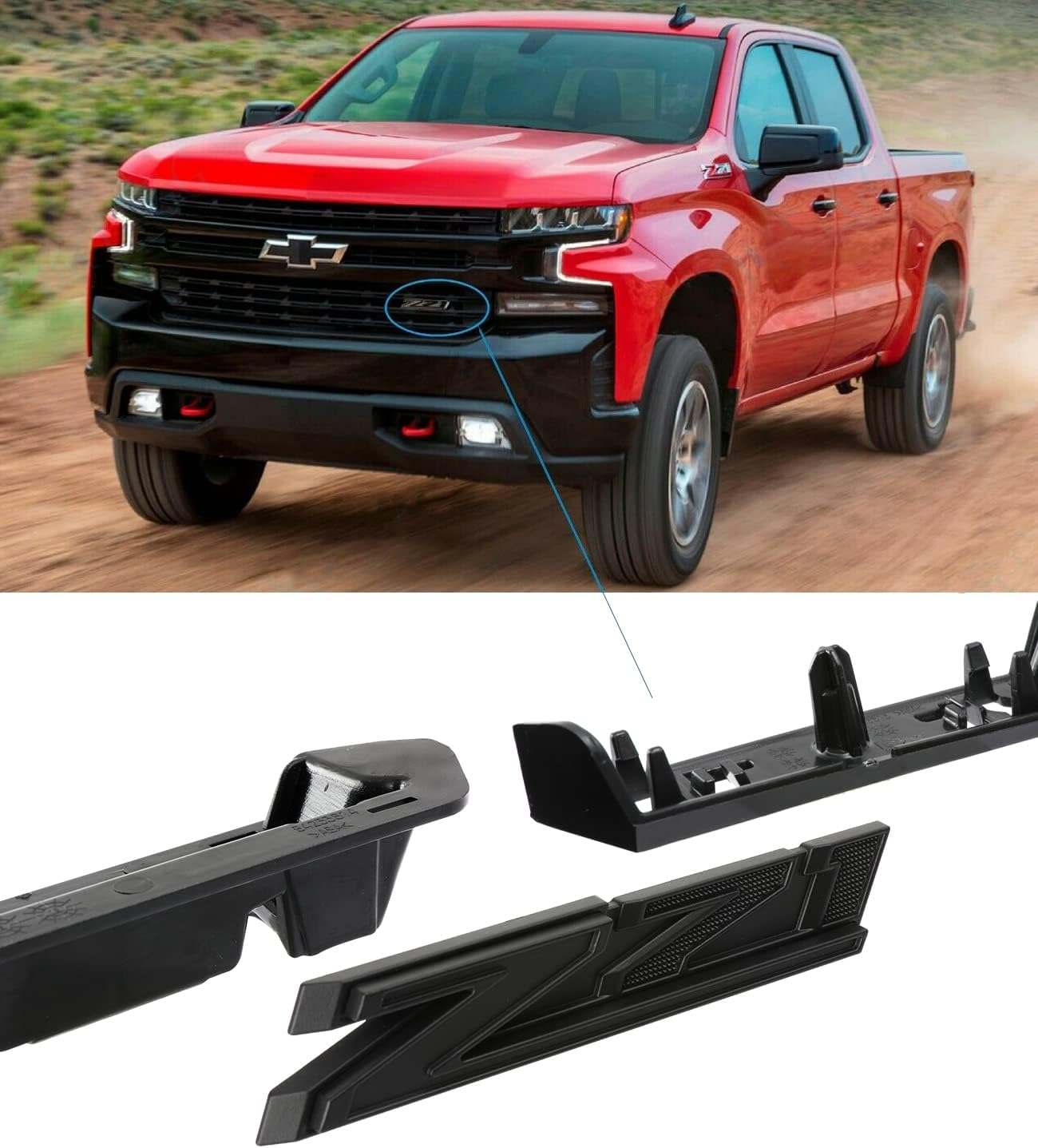 2019-2021 Silverado 1500 Tahoe Plastic Clip On Front Z71 Badge Matte Black Chevrolet