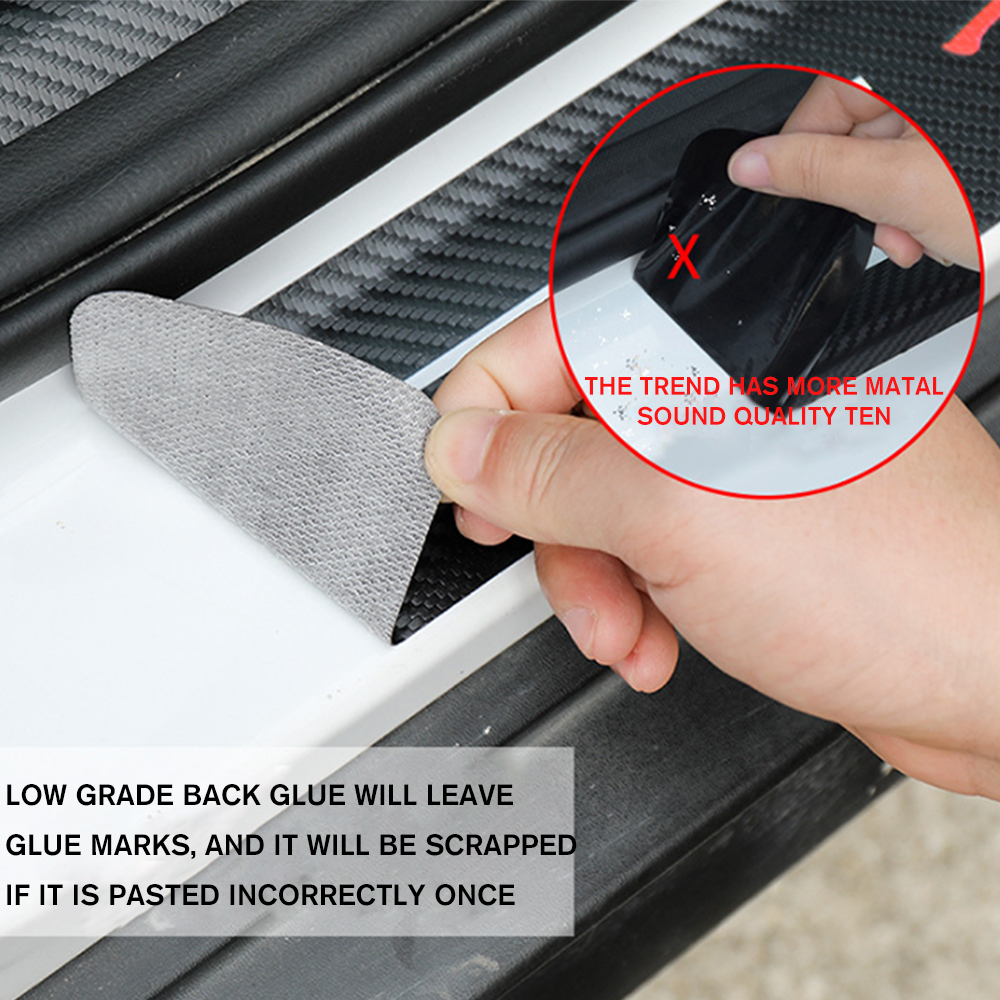 12Pcs Universal Carbon Fiber Car Door Handle & Sill Protector Letter Sticker Balack Dodge Decal
