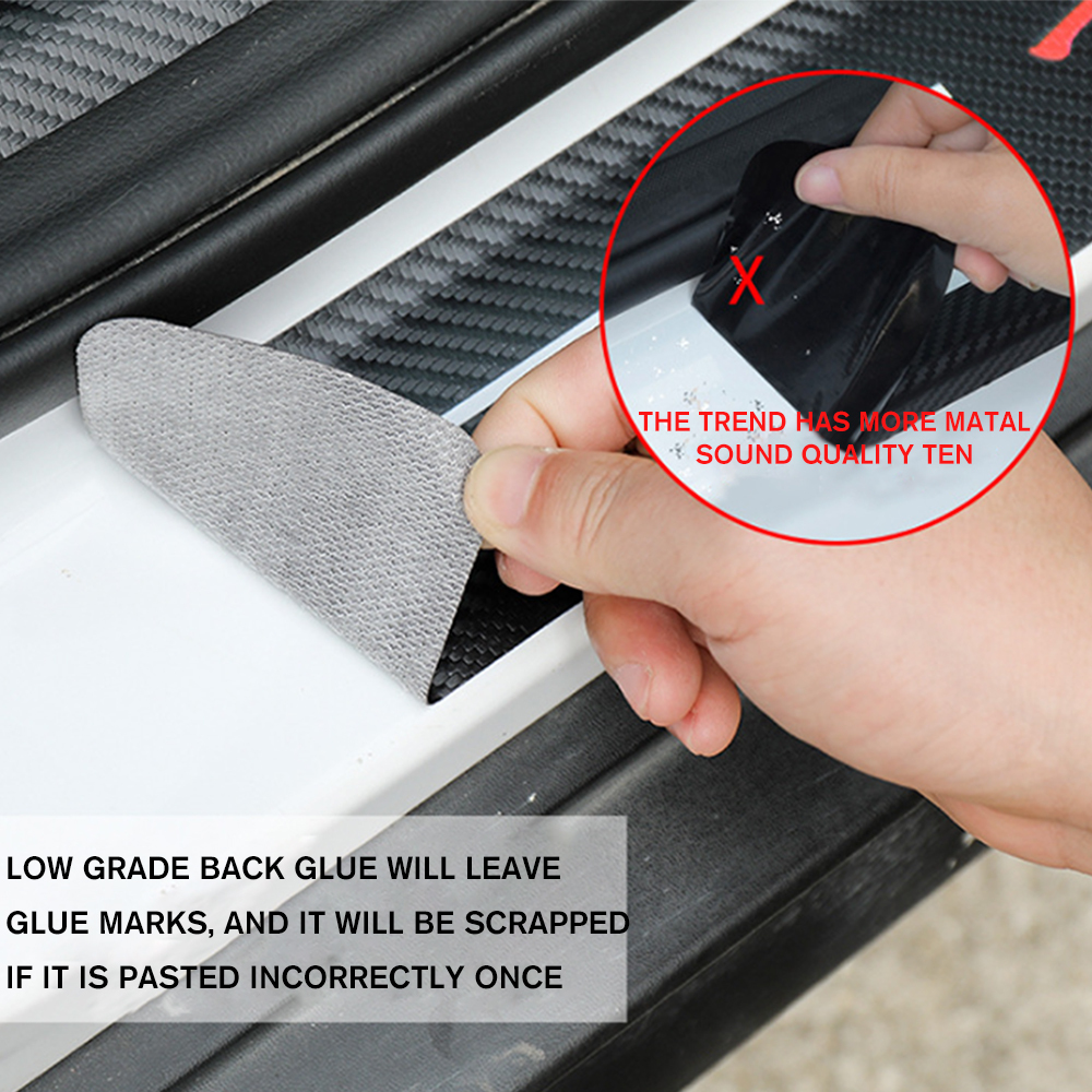 12Pcs Universal Carbon Fiber Car Door Handle & Sill Protector Letter Sticker Balack Dodge Decal