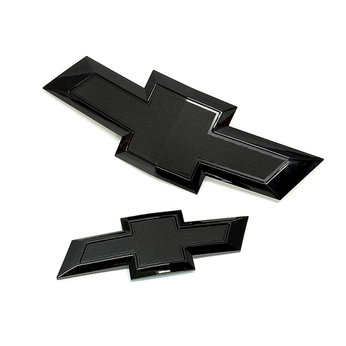 2Pc 2014-2020 Impala ABS Front Grille Rear Liftgate Bowtie Emblem Gloss Black Chevy 23295091