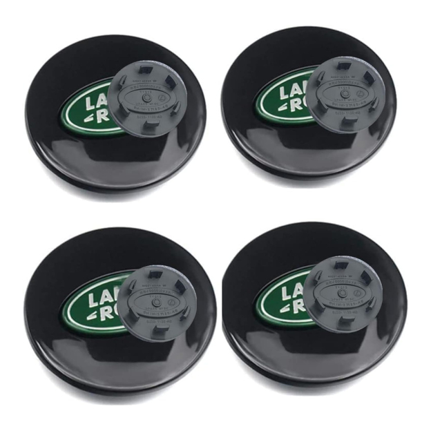 Classic Look: 62mm Center Caps for Land Rover | Green & Black (Set of 4)