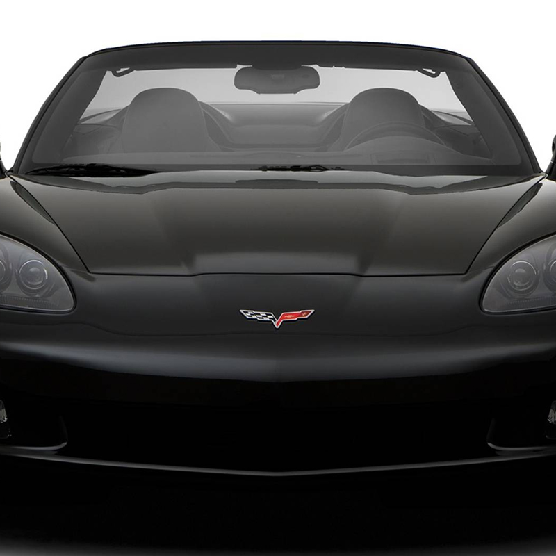 1pcs 2005-2013 C6 Corvette Plastic Front Rear Crossed Flags Badge Black Red Chevrolet