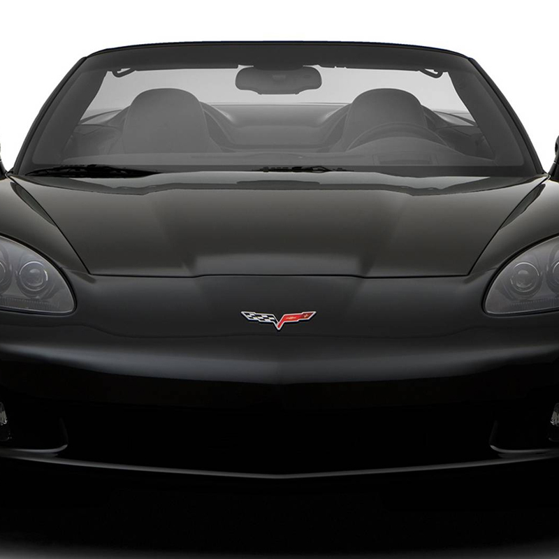 1pcs 2005-2013 C6 Corvette Plastic Front Rear Crossed Flags Badge Black Red Chevrolet