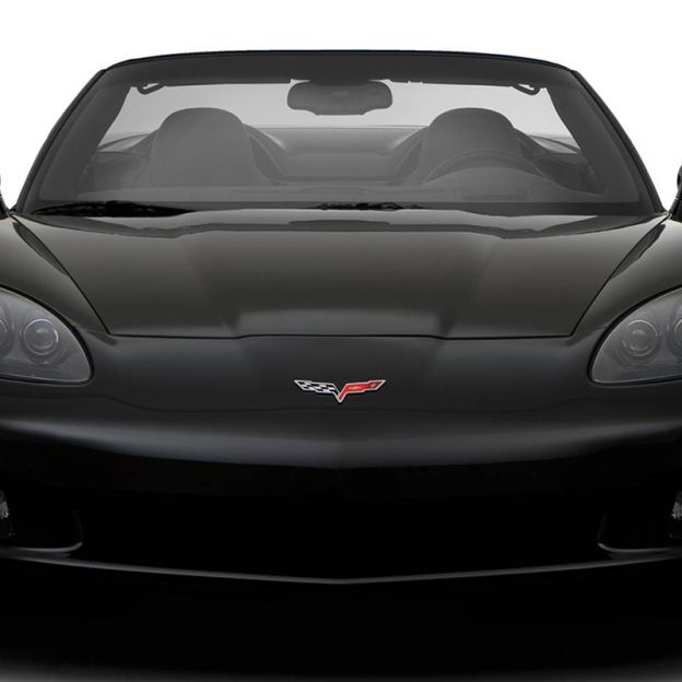 1pcs 2005-2013 C6 Corvette Plastic Front Rear Crossed Flags Badge Black Red Chevrolet