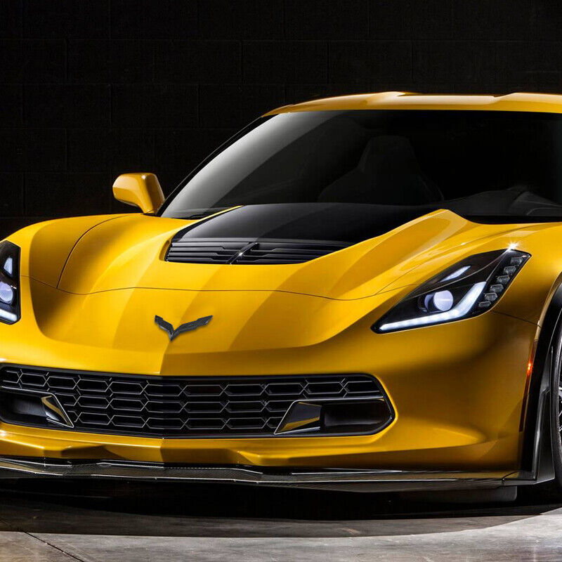 2pcs 2014-2019 C7 Corvette Plastic Front Hood Rear Crossed Flags Badge Matte Chevrolet 23168616 23168615