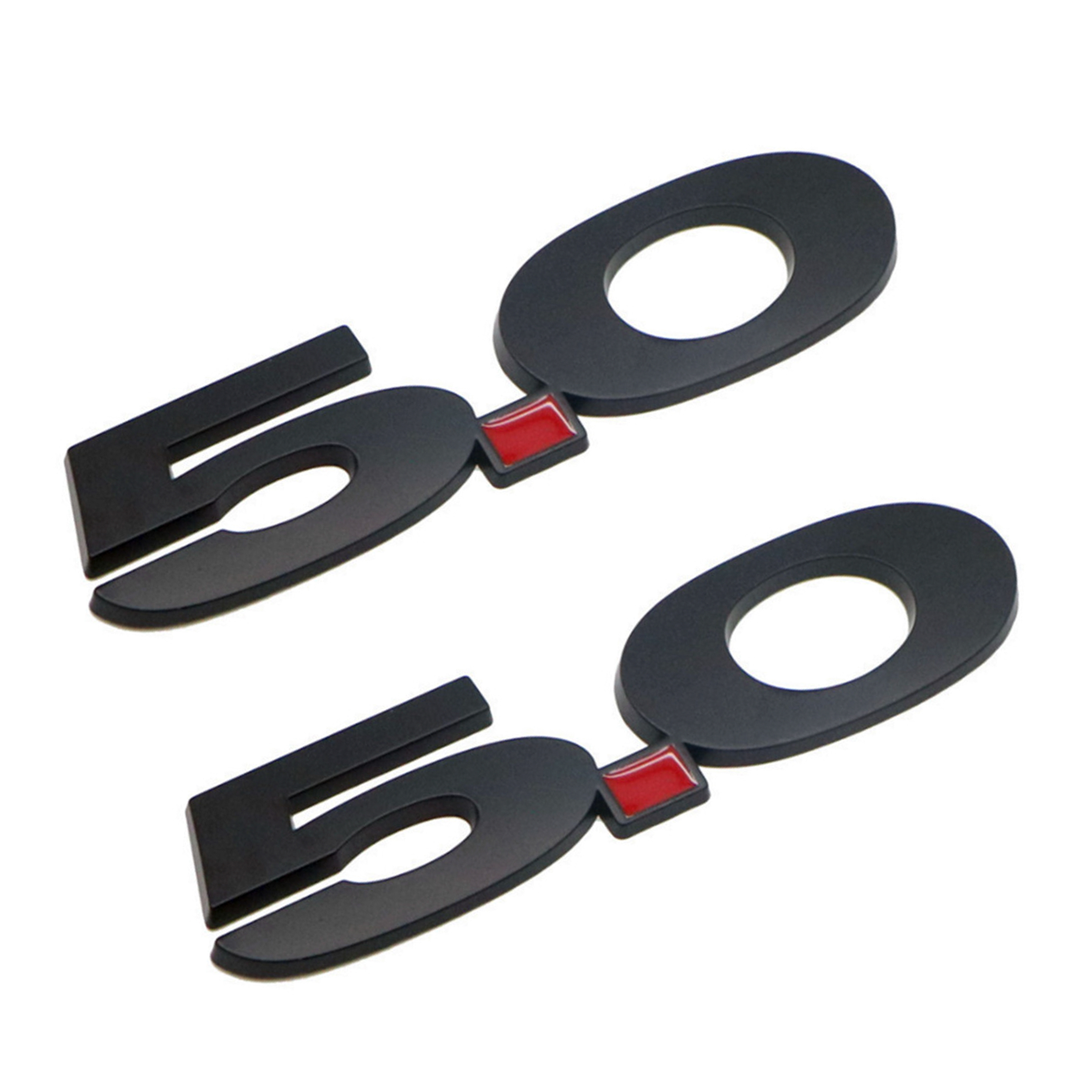 2PCS 5.0 Mustang GT Badge ABS Electroplating Metal Fender Side Body Decal Matte Black Ford