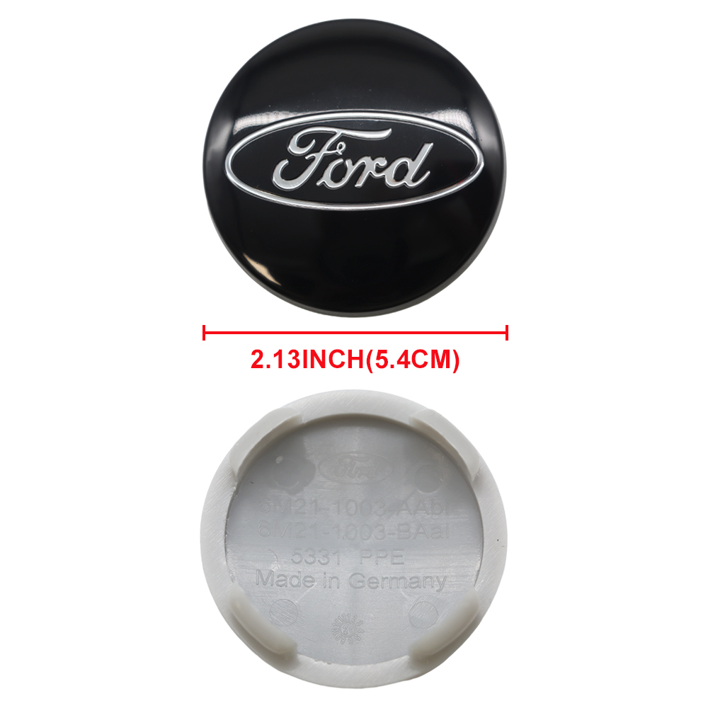 8PCS SET Ford Wheel Center Hub Caps 54mm Rim Emblem Hubcap Cover Logo 2 ⅛" & 4pcs Valve Caps Black 6M21-1003-AA 6M2Z-1003-C CP9C1A096AA