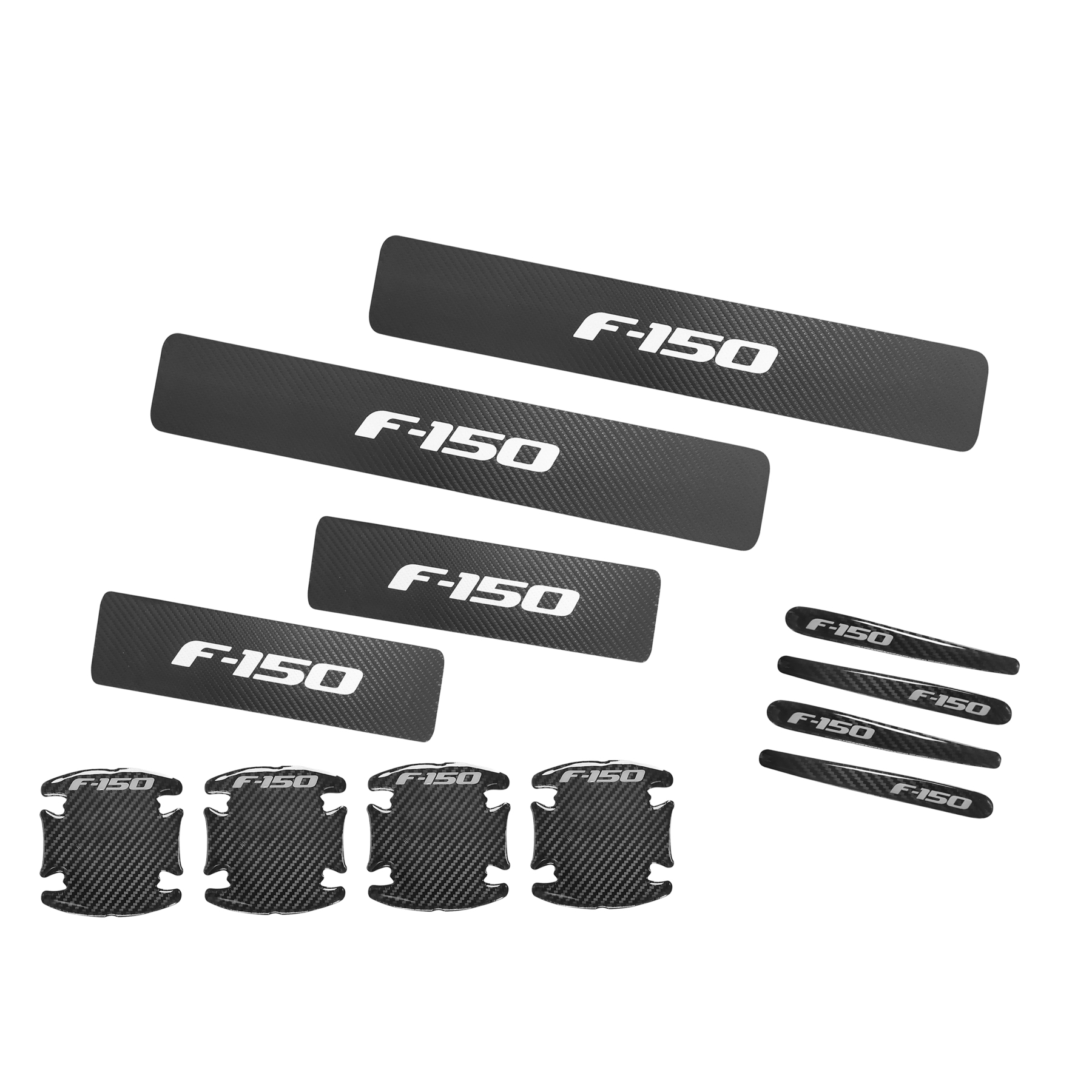 Ford F-150 Black White Door Sill Scuff Covers Protector & Door Cup Handle Stickers 12PCS SET