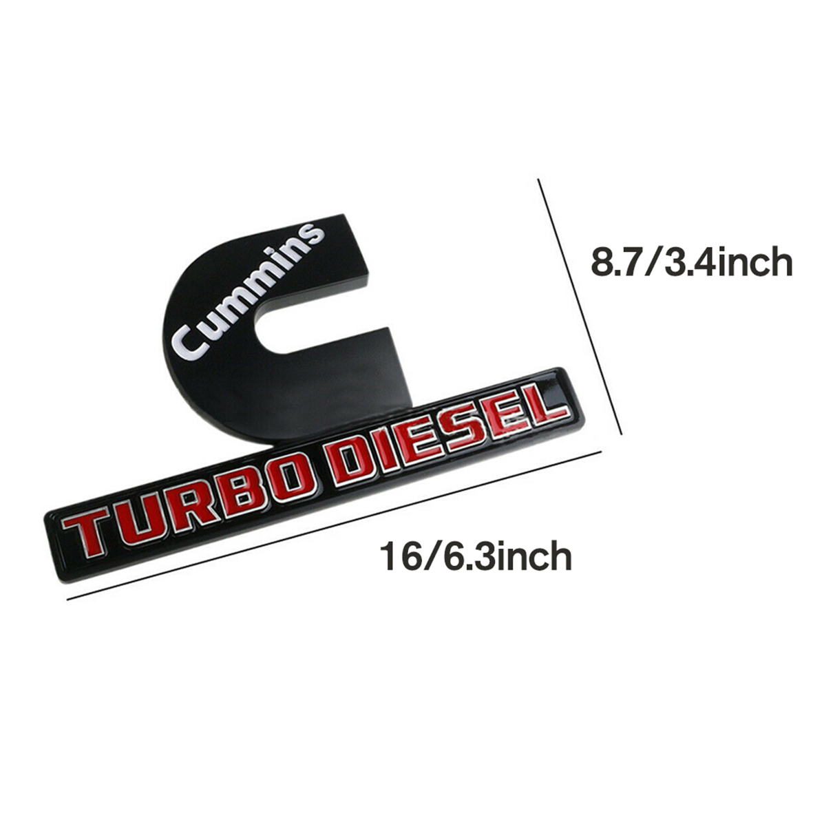 Dodge RAM 2500 3500 Side Fender Cummins Turbo Diesel Emblems Badges Left & Right Nameplates Matte Black Red 2PCS SET