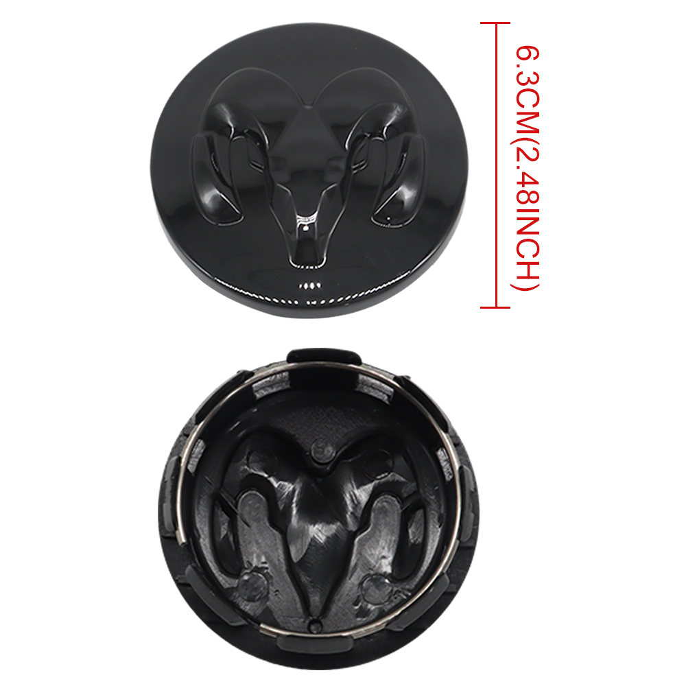 63MM Dodge RAM 1500 2013-2019 Wheel Center Caps Rim Center Hub Cover Gloss Black 4PCS SET 