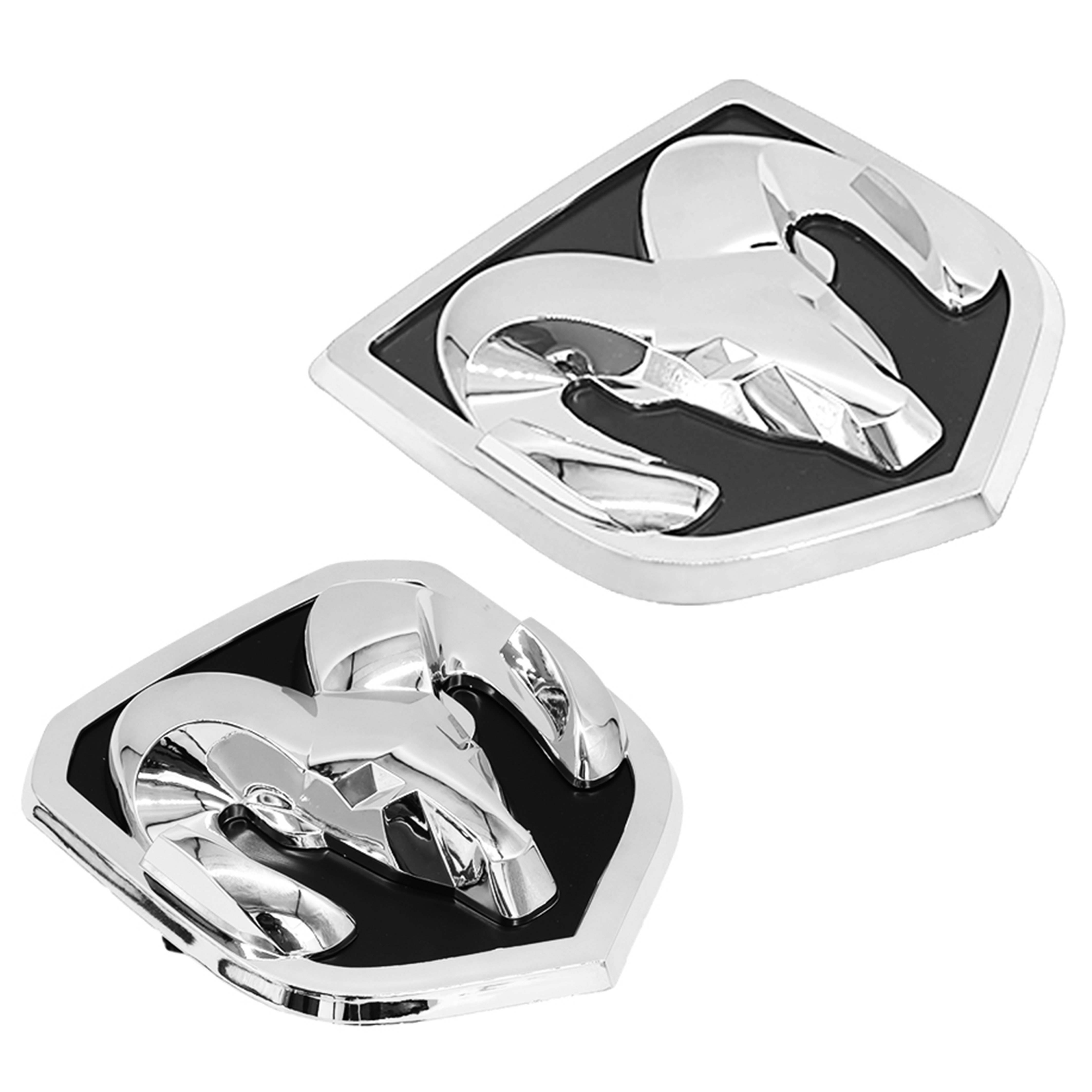 Dodge RAM 1500 2500 3500 2013-2018 FRONT GRILL & REAR TAILGATE RAMS HEAD EMBLEM 3D REPLACEMENT BADGE CHROME BLACK