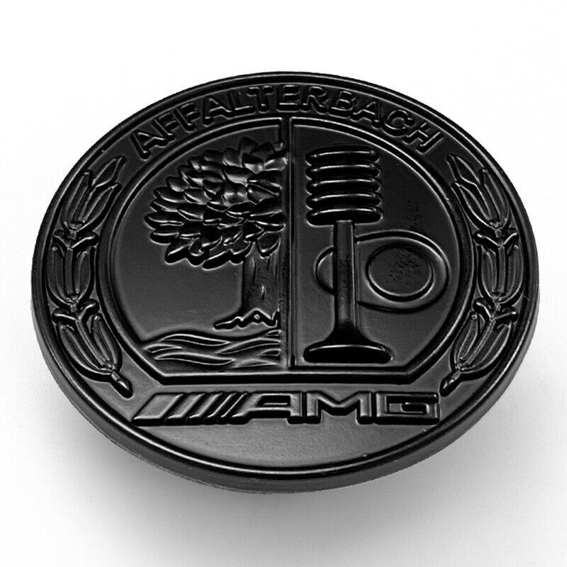 Mercedes Benz Affalterbach AMG Emblem Matte BLACK Apple Tree Flat 57mm 3D Front Hood Round Badge