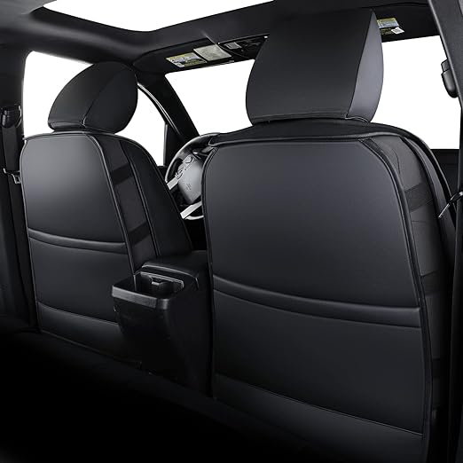 S08-QE Tacoma Seat Covers, Fit for 2005-2023 Tacoma Crew Cab SR SR5 TRD Sport TRD Off-Road PreRunner with Water Proof Faux Leather(Full Set, Black&Red)