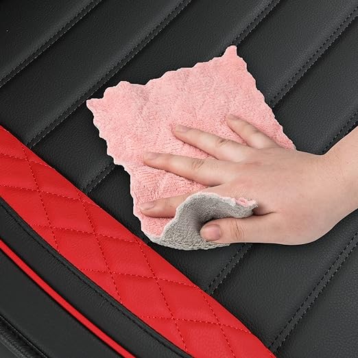 S08-QE Tacoma Seat Covers, Fit for 2005-2023 Tacoma Crew Cab SR SR5 TRD Sport TRD Off-Road PreRunner with Water Proof Faux Leather(Full Set, Black&Red)