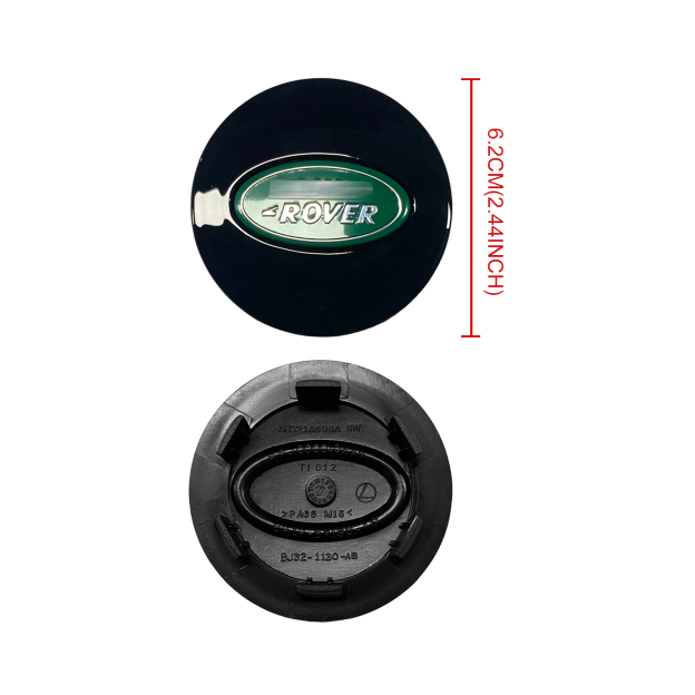 Classic Green: 62mm Center Caps & Valve Stem Caps Set for Land Rover