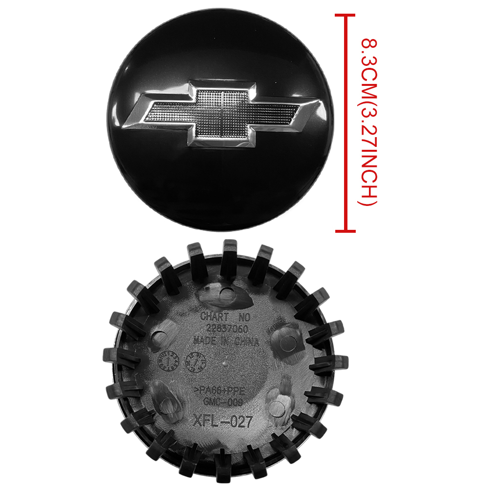 Gloss Black & Silver 83mm Center Cap for Chevrolet Silverado, Suburban, Tahoe | OE# 22837060