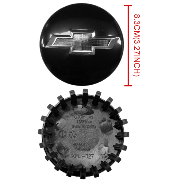 Gloss Black & Silver 83mm Center Cap for Chevrolet Silverado, Suburban, Tahoe | OE# 22837060