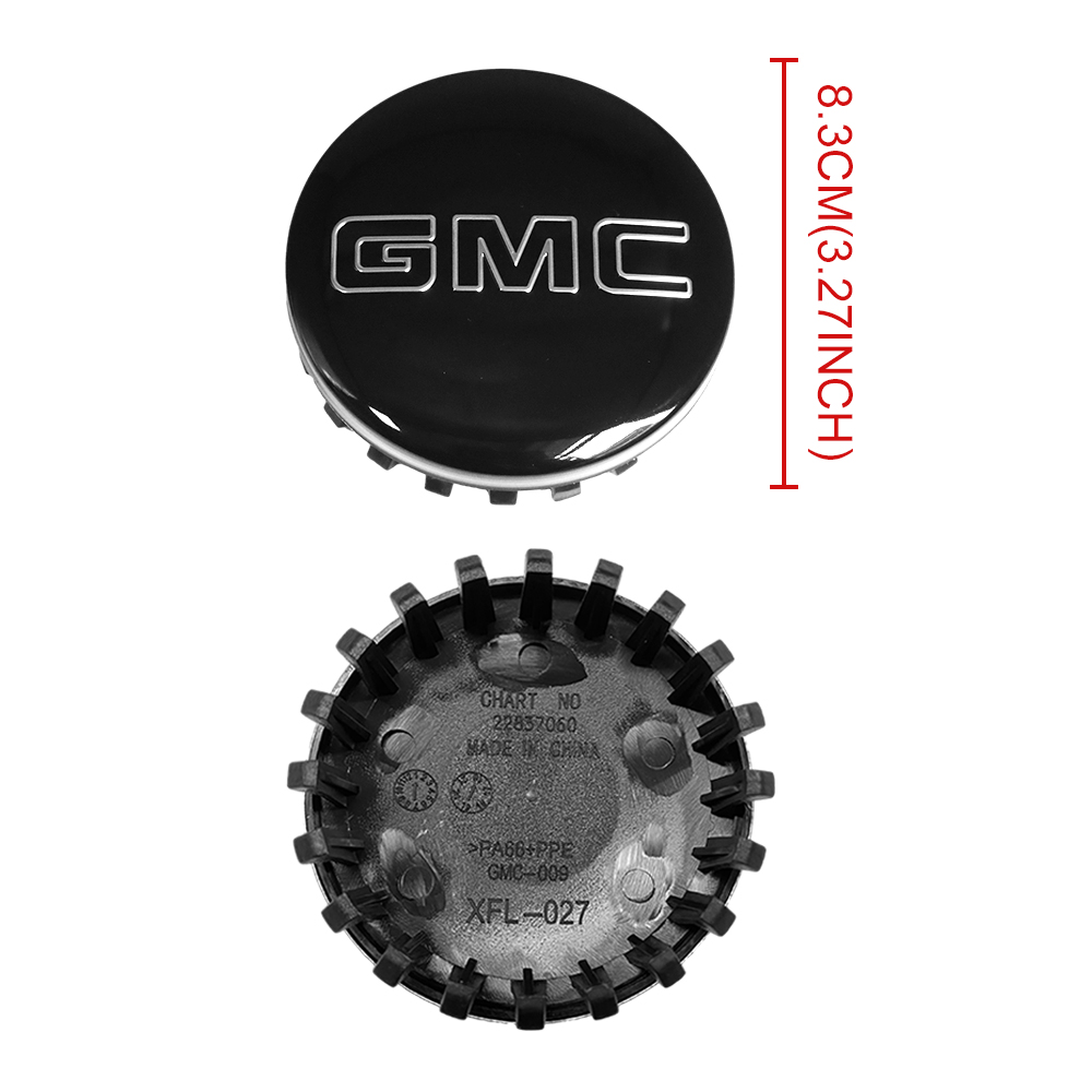 Black & Silver 83mm Center Cap for GMC Sierra, Yukon & Chevrolet Silverado, Tahoe | OE# 22837060