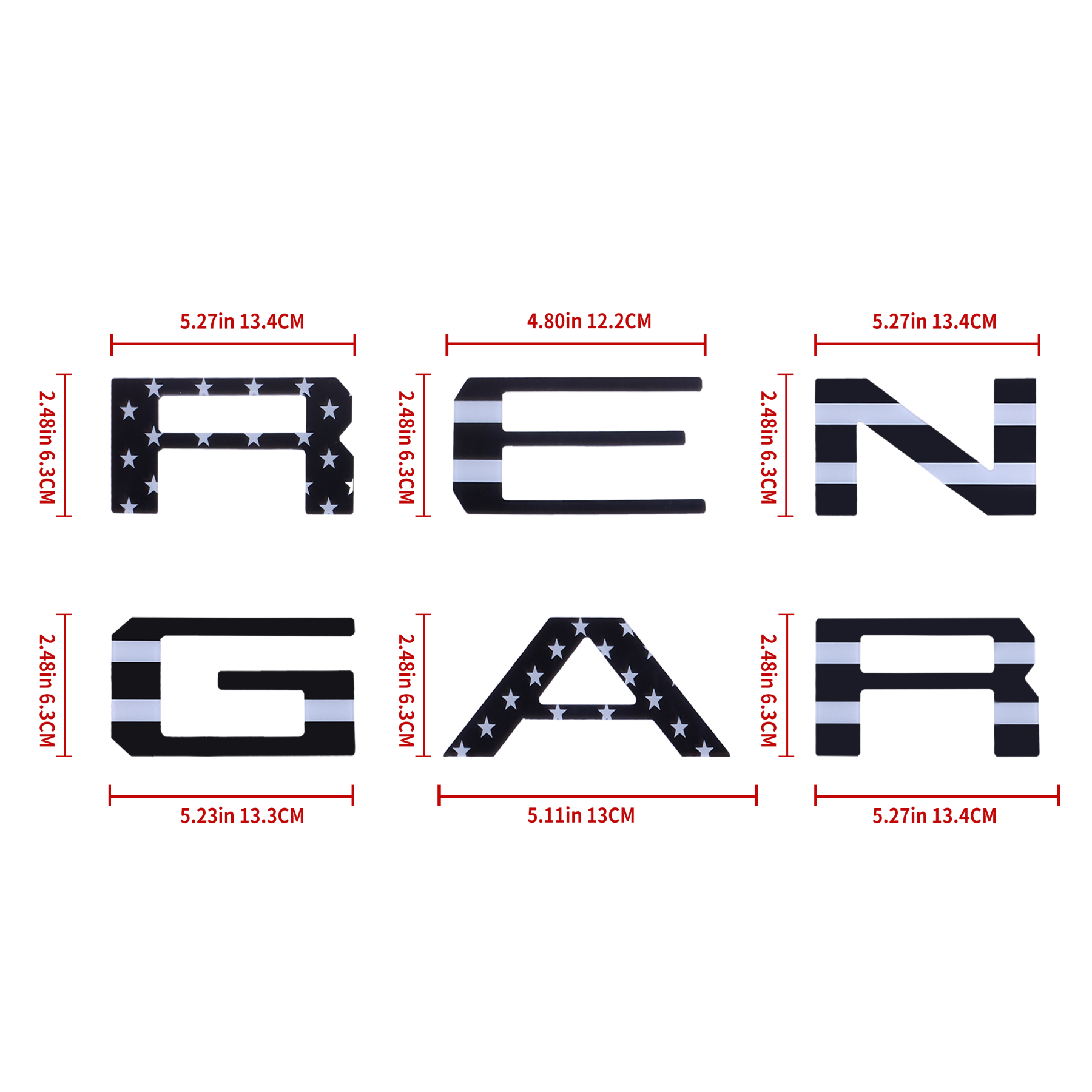 2019-2022 Ranger Letter Acrylic Black& White Flag Ford VKB3Z-9942528-B