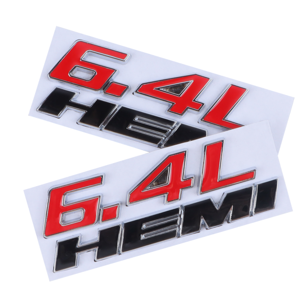 2Pcs SRT Charger Challenger Durango Badge Metal Chrome Black Red Dodge 6.4 Hemi Side Fender