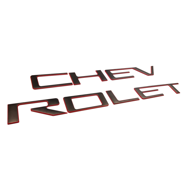 2019-2026 Silverado 1500 2500/3500HD ABS Plastic Tailgate Insert Letter Matte Black Red Chevrolet Liftgate Letter