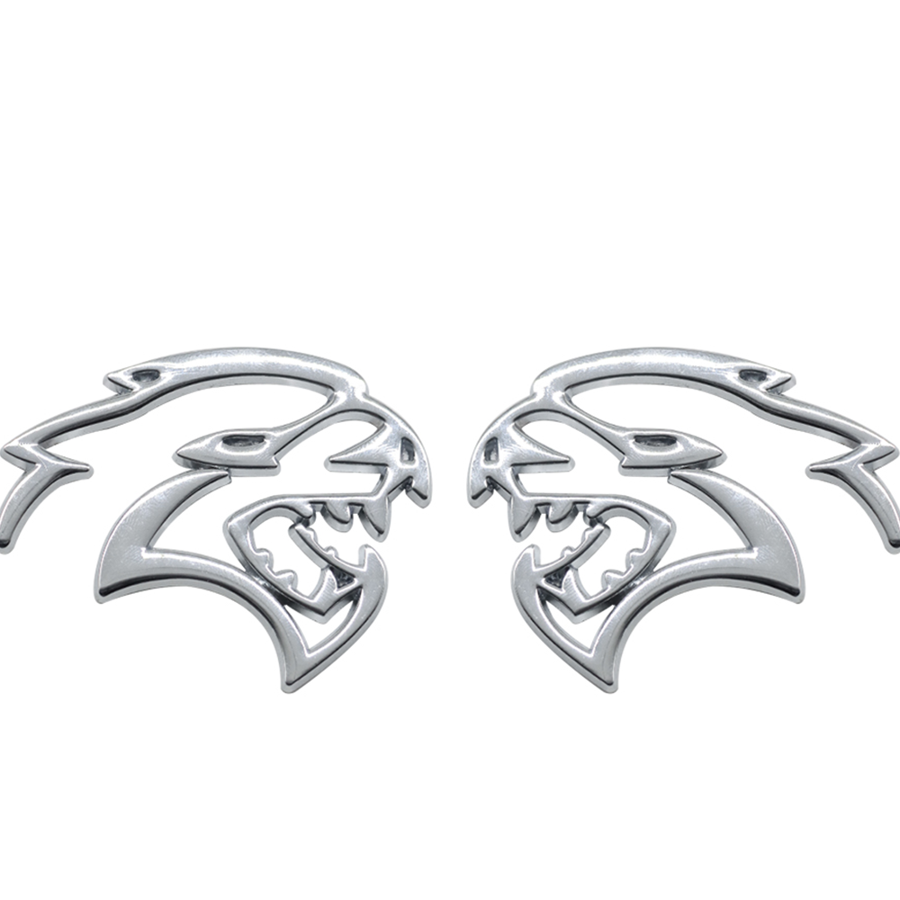 2PCS SRT Hellcat Devil Cat Charger Challenger Durango Side Fender Badge 3D Chrome Dodge 68394607AB