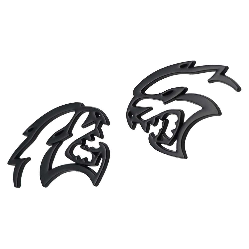 2PCS SRT Hellcat Devil Cat Charger Challenger Durango Side Fender Badge 3D Matte Black Dodge 68394607AB