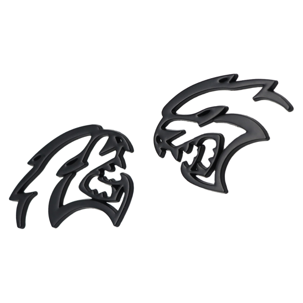 2PCS SRT Hellcat Devil Cat Charger Challenger Durango Side Fender Badge 3D Matte Black Dodge 68394607AB