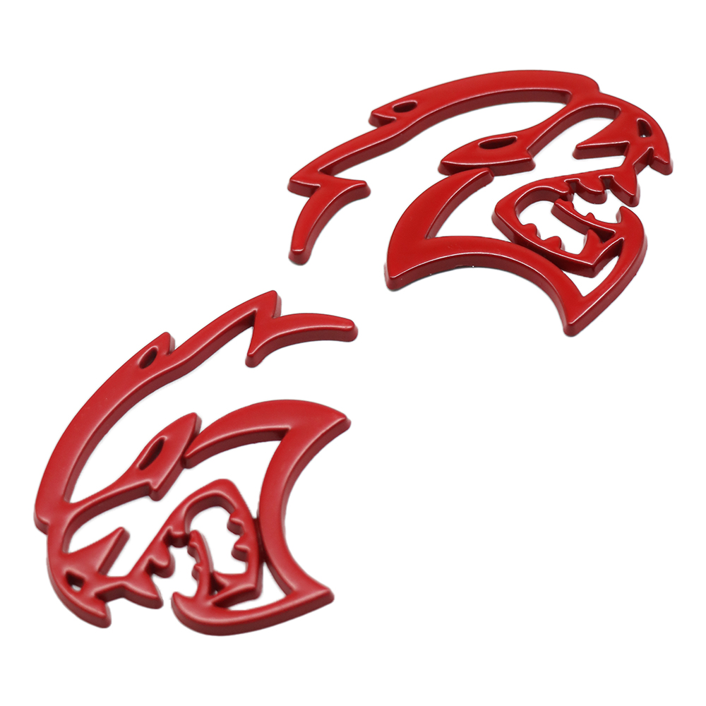 2PCS SRT Hellcat Devil Cat Charger Challenger Durango Side Fender Badge 3D Matte Red Dodge 68394607AB