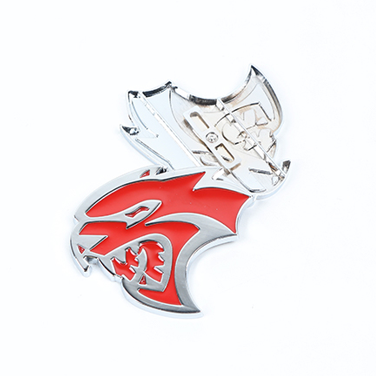 2Pcs 2015-2019 Charger Challenger ABS Hellcat Badge Red Chrome Dodge Devilcat Decal Nameplate