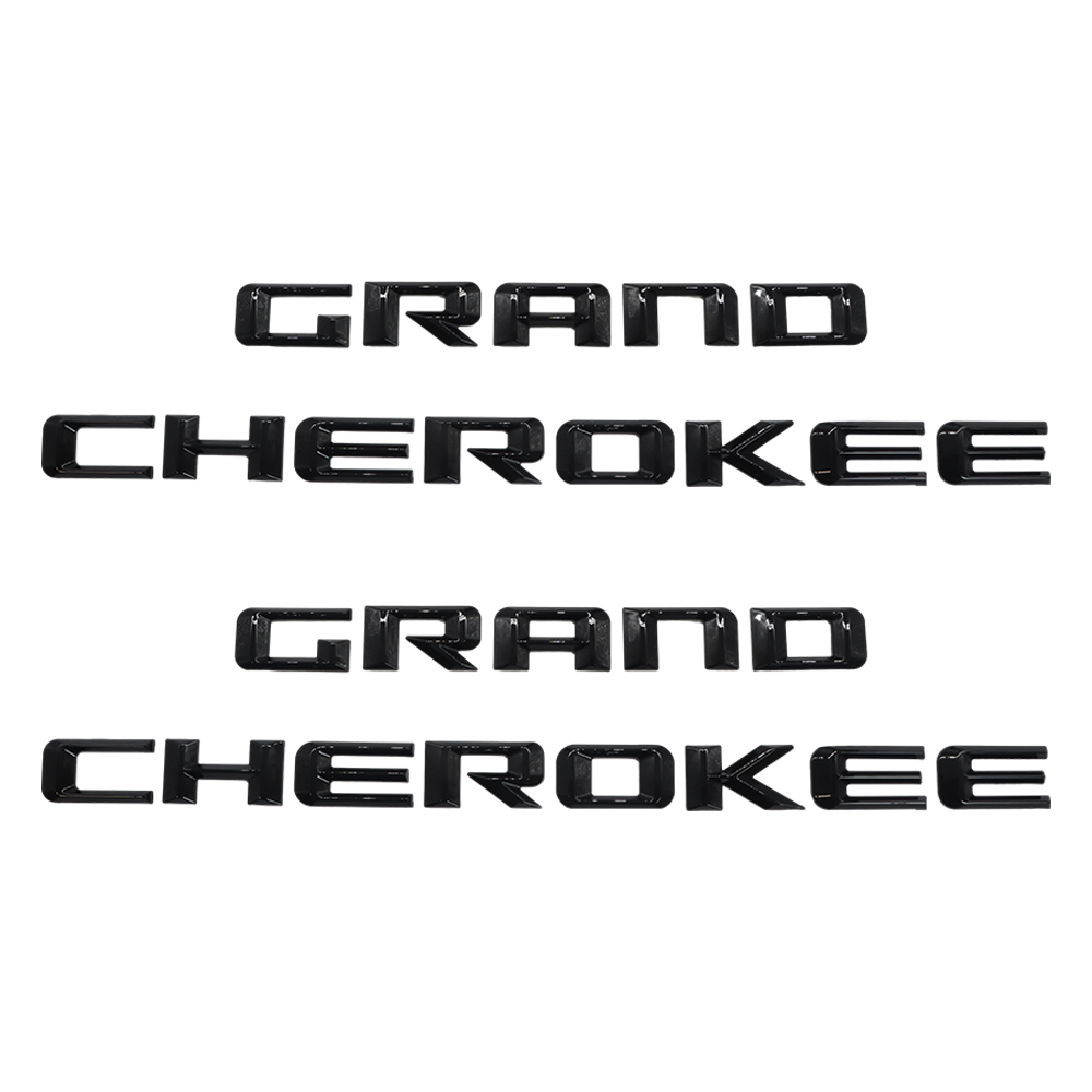 2Pcs 2014-2016 Grand Cherokee Plastic Door Letters Gloss Black Left Right Jeep