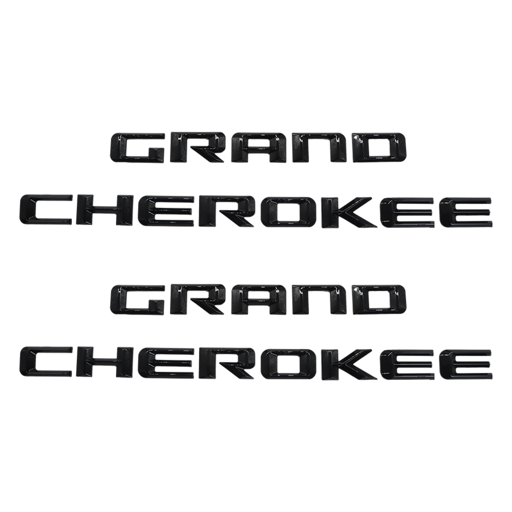 2Pcs 2014-2016 Grand Cherokee Plastic Door Letters Gloss Black Left Right Jeep