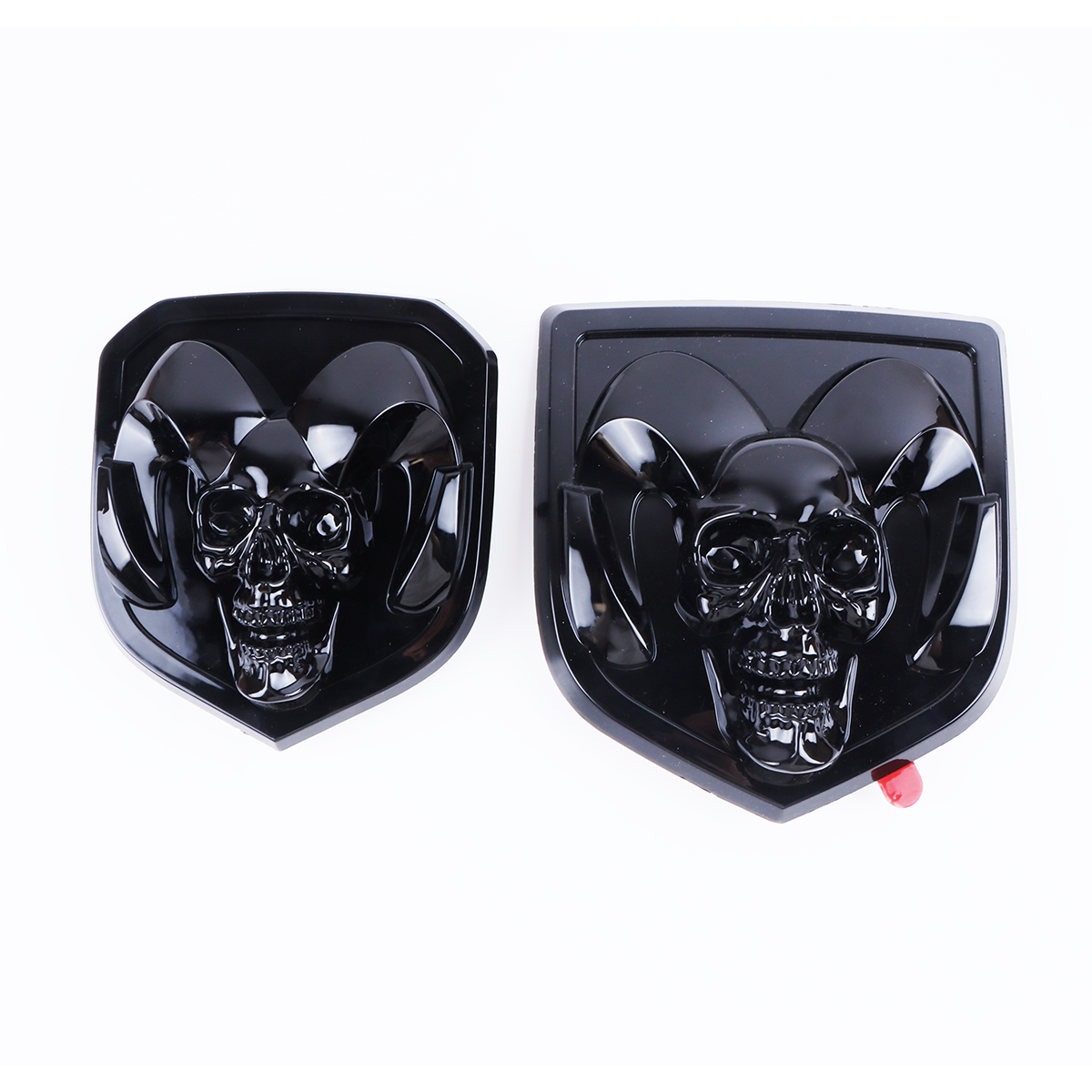 2Pcs 2013-2018 Ram 1500 2500 3500 ABS Front Grille&Tailgate Emblem Gloss Black Dodge Ram Skull Head Front Hood&Rear Trunk Decal