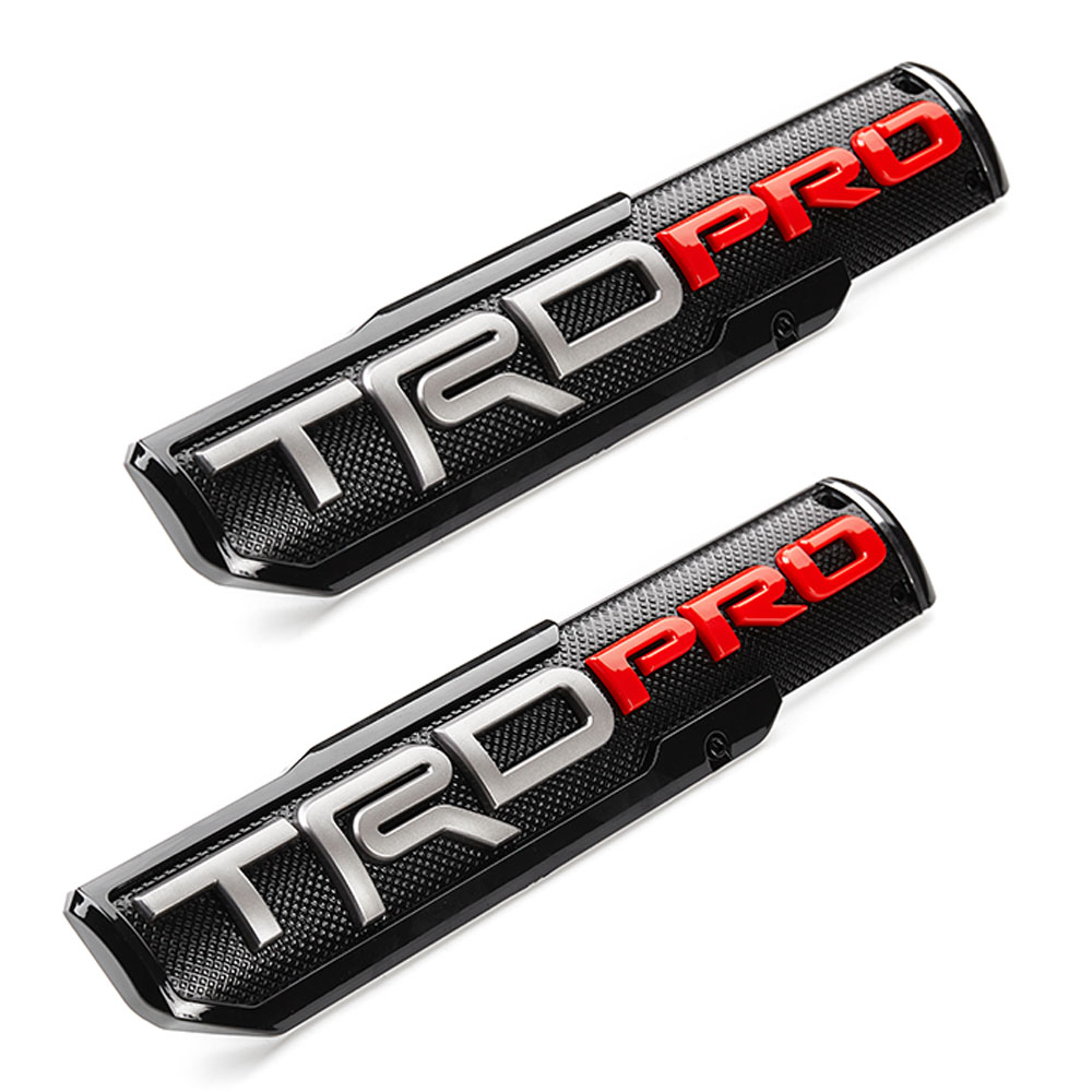 2PCS Tundra Tacoma 4Runner Plastic TRD PRO Fender Side Emblem Sticker Black Red Toyota