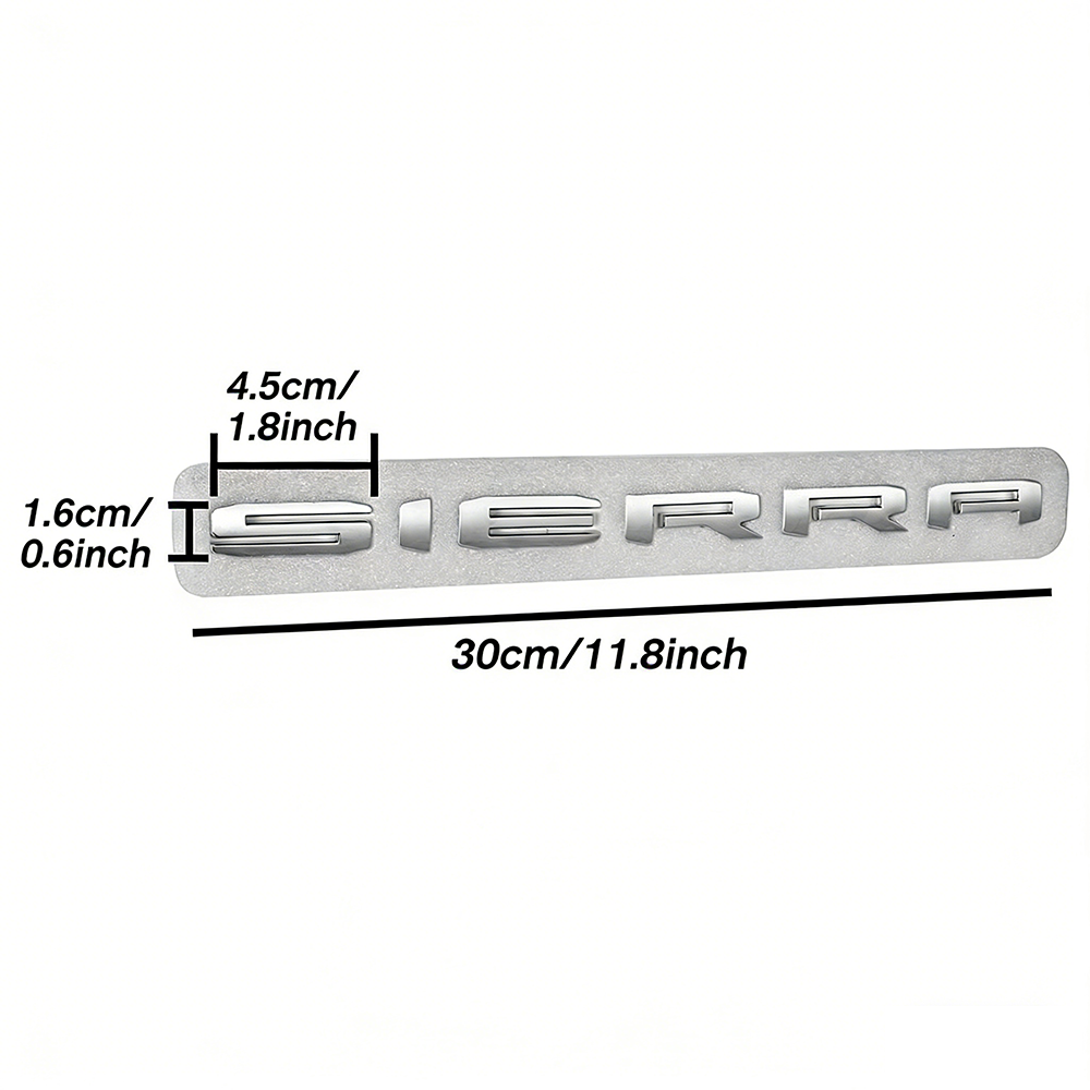 1Pc 2019-2021 Sierra 2500 HD ABS Plastics Letter Gloss Silver GMC