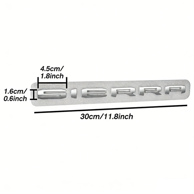 1Pc 2019-2021 Sierra 2500 HD ABS Plastics Letter Gloss Silver GMC