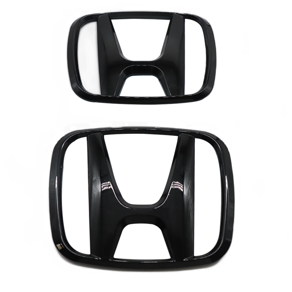 2Pcs 2015-2021 Civic Plastic Front Grille Rear Emblem Gloss Black Honda 75722-TBA-A00