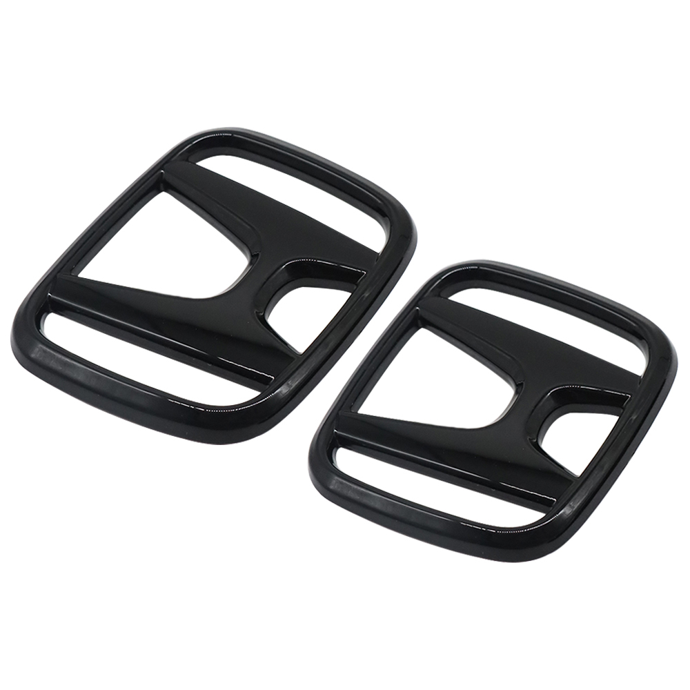 2Pcs 2015-2021 Civic ABS Overlay Front Grille Rear Emblem Gloss Black Honda 75722-TBA-A00