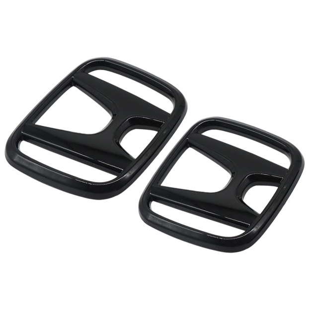 2Pcs 2015-2021 Civic ABS Overlay Front Grille Rear Emblem Gloss Black Honda 75722-TBA-A00
