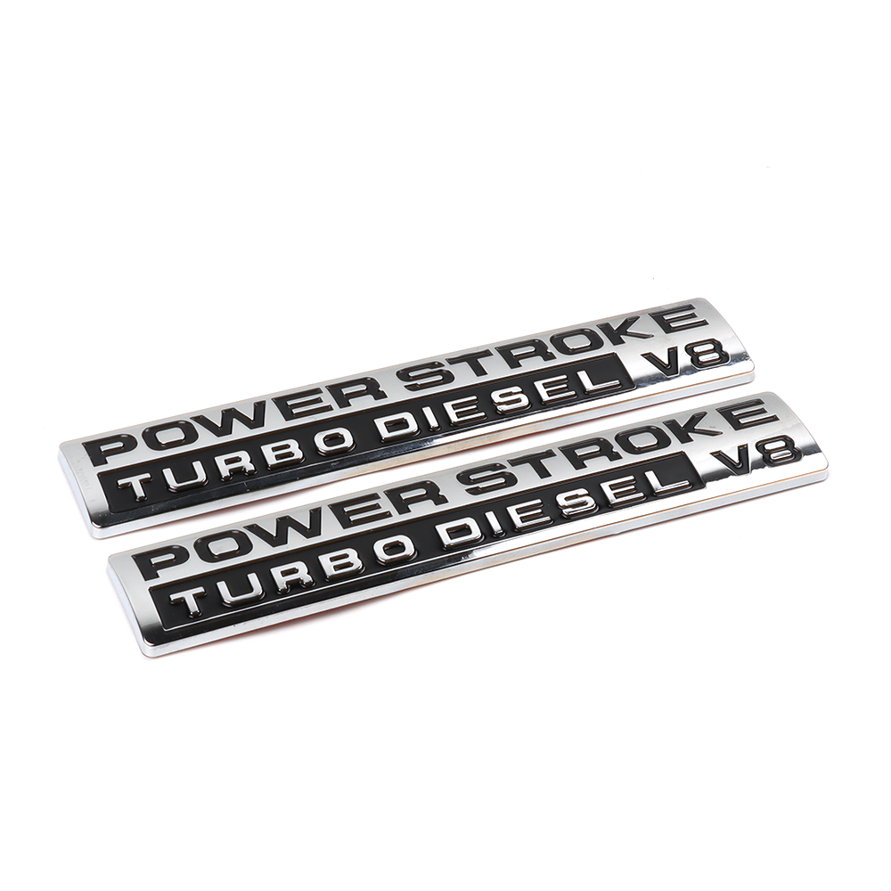2pcs For 05-10 POWER STROKE Turbo DIESEL V8 Door Side Fender Badge Chrome Black Ford 5C3Z9942528AA
