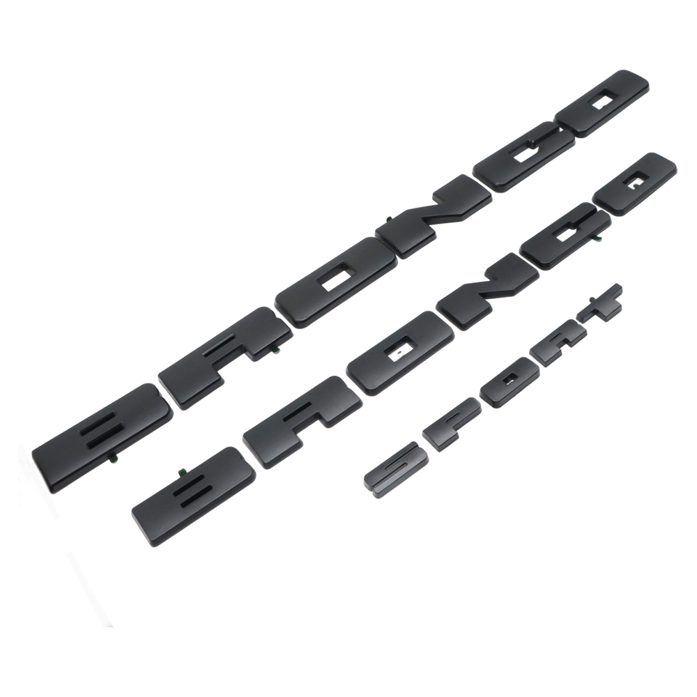3PCS Set 2021-2026 Bronco Sport Front Grille & Tailgate Overlay Badge 3D Covers Matte Black Ford M1PZ-8A224-B