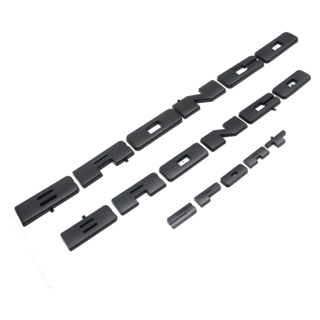 3PCS Set 2021-2026 Bronco Sport Front Grille & Tailgate Overlay Badge 3D Covers Matte Black Ford M1PZ-8A224-B