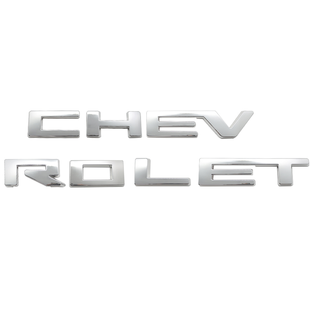 2022-2026 Silverado Custom ABS Plastic Front Grille Overlay Letter Gloss Silver Chevrolet