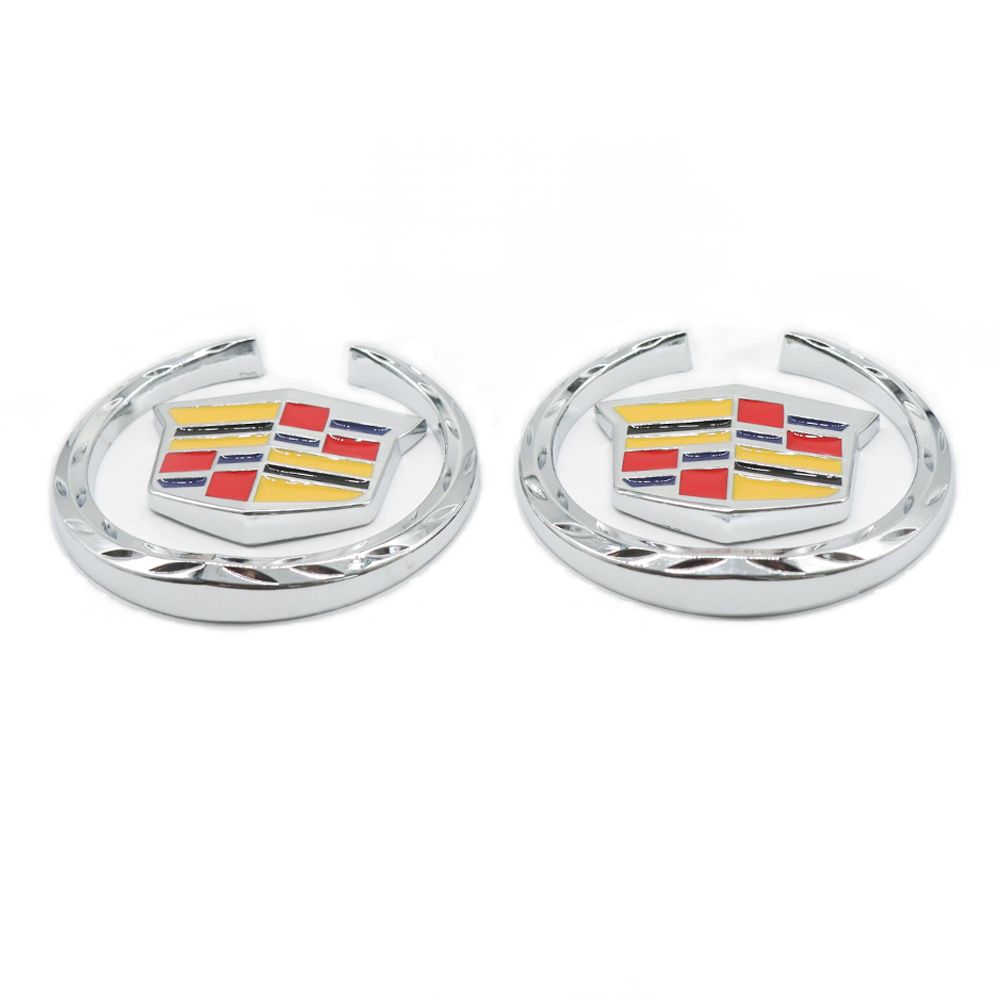 2PCS Escalade ATS CTS SRX XLR ATX Metal Fender Marker Door Emblem Sport V Chrome Cadillac