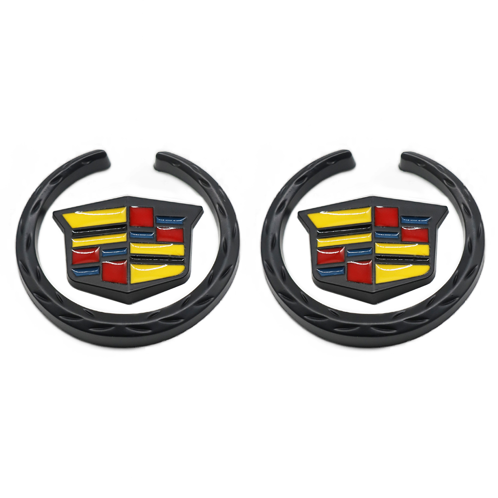 2PCS Escalade ATS CTS SRX XLR ATX Metal Fender Marker Door Emblem Sport V Black Color Cadillac