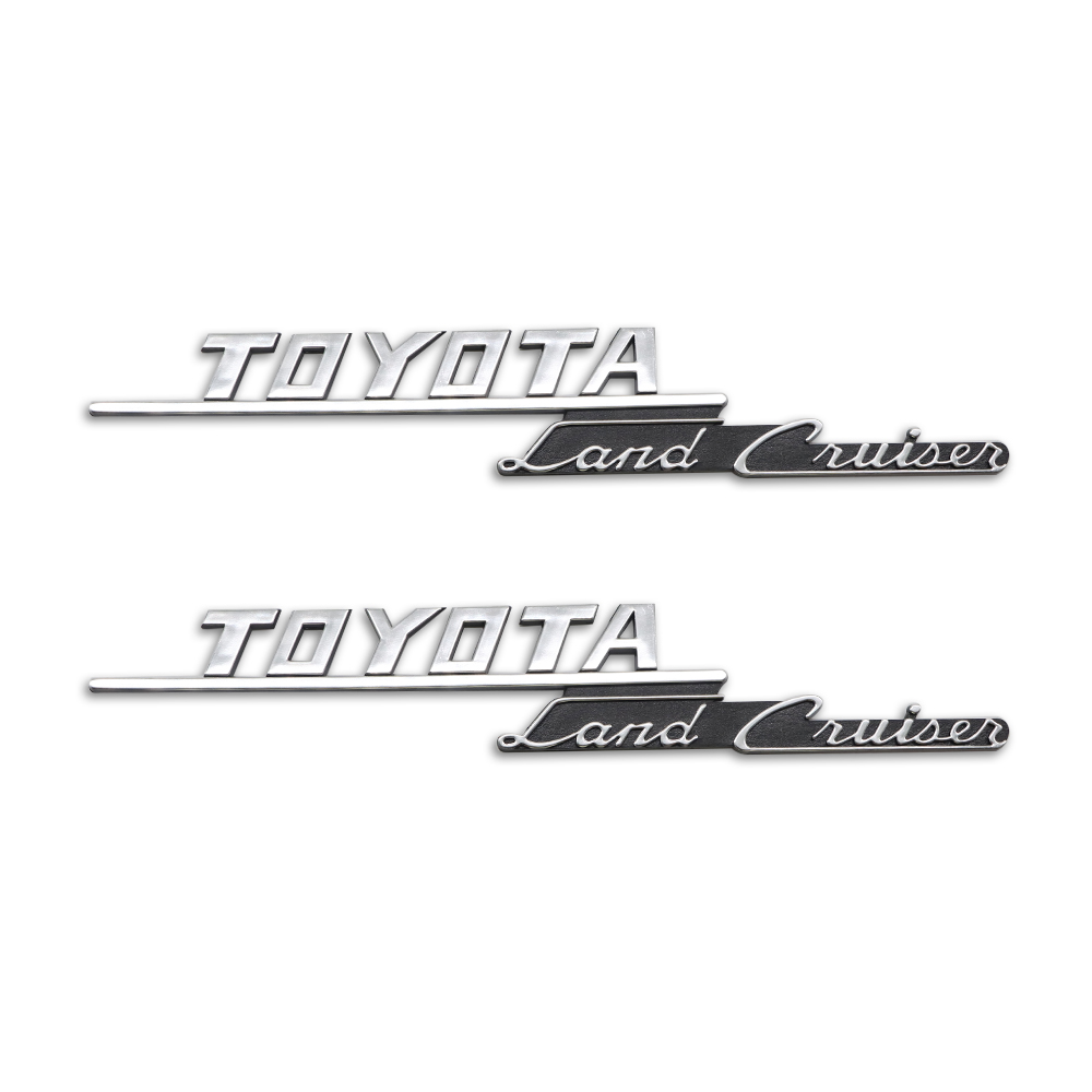 2pcs 1969-1974 Land Cruiser FJ40 FJ43 FJ45 Fender Side Emblem Left Right Black Chrome Toyota