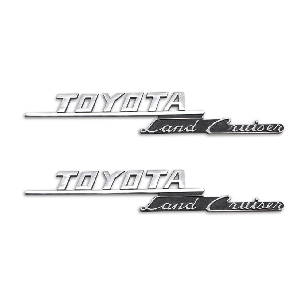 2pcs 1969-1974 Land Cruiser FJ40 FJ43 FJ45 Fender Side Emblem Left Right Black Chrome Toyota