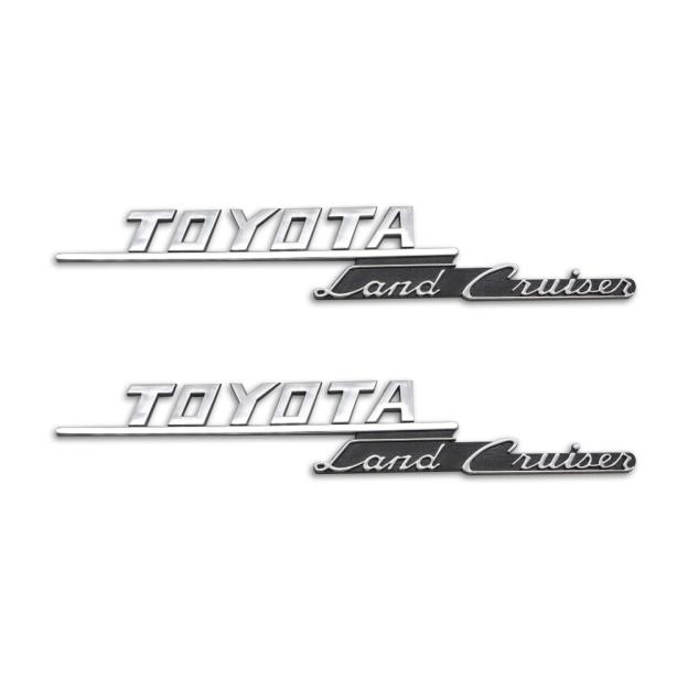 2pcs 1969-1974 Land Cruiser FJ40 FJ43 FJ45 Fender Side Emblem Left Right Black Chrome Toyota